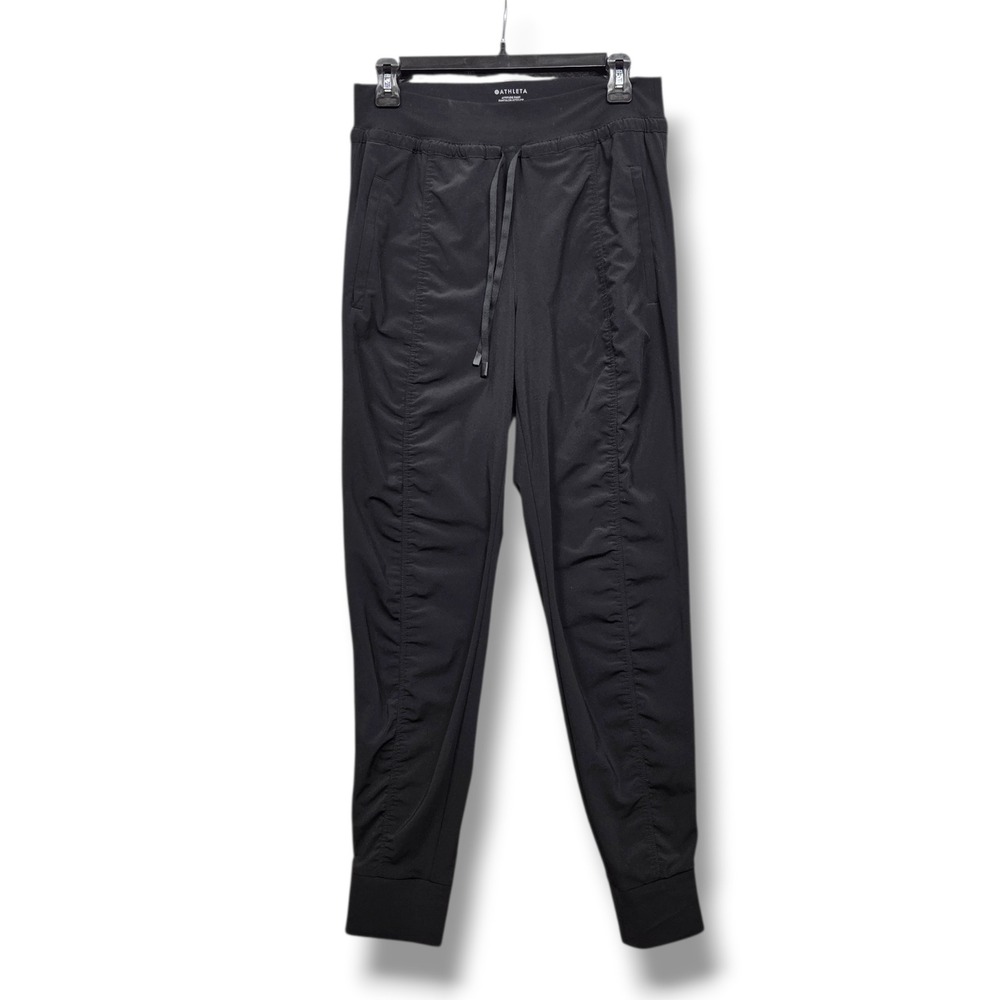 Athleta Attitude Pants Womens 6 Relaxed Jogger UPF High Rise Black Ruched‎